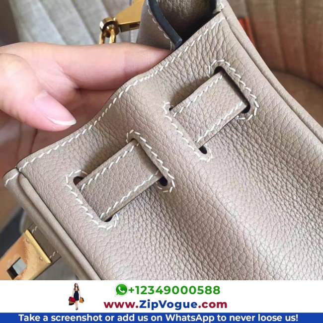 Hermes Grey Clemence Kelly Retourne 28cm Lushentic AAAAA Grade Replica - Image 5