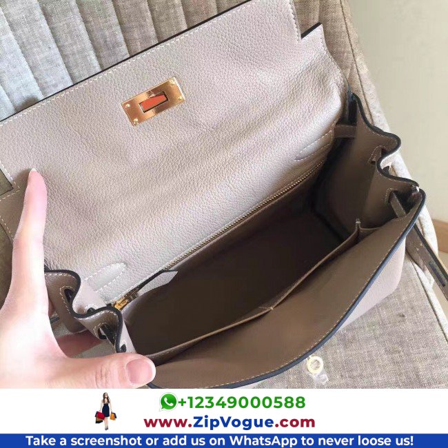 Hermes Grey Clemence Kelly Retourne 28cm Lushentic AAAAA Grade Replica - Image 8