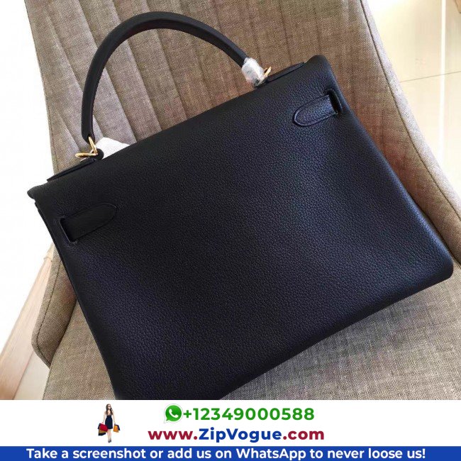Hermes Black Clemence Kelly Retourne 28cm Lushentic AAAAA Grade Replica - Image 3