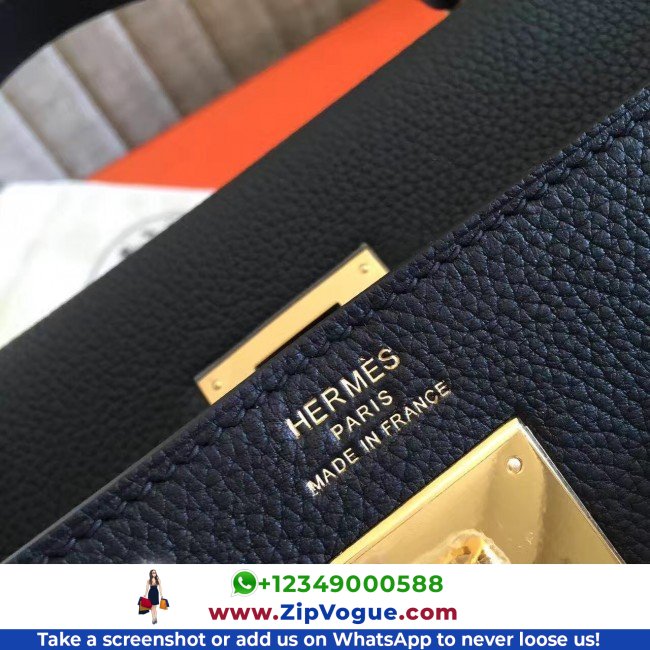 Hermes Black Clemence Kelly Retourne 28cm Lushentic AAAAA Grade Replica - Image 6