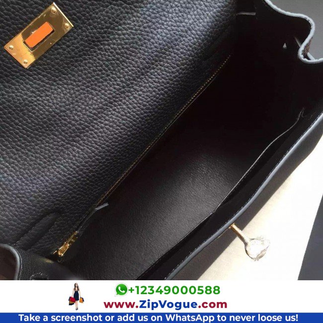 Hermes Black Clemence Kelly Retourne 28cm Lushentic AAAAA Grade Replica - Image 7