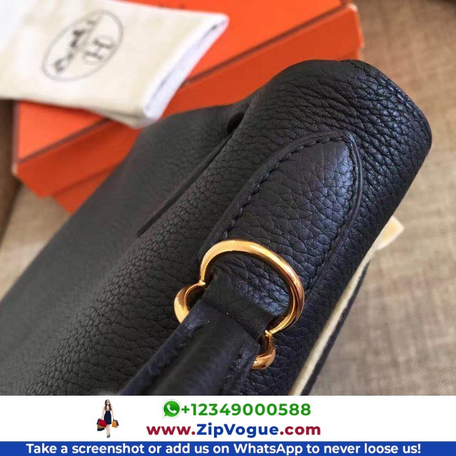 Hermes Black Clemence Kelly Retourne 28cm Lushentic AAAAA Grade Replica - Image 8