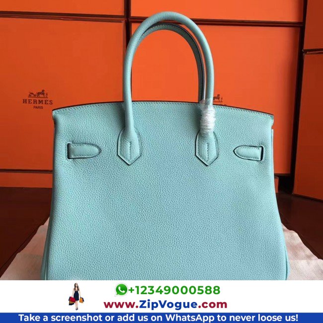 Hermes Blue Atoll Clemence Birkin 30cm Lushentic AAAAA Grade Replica - Image 3