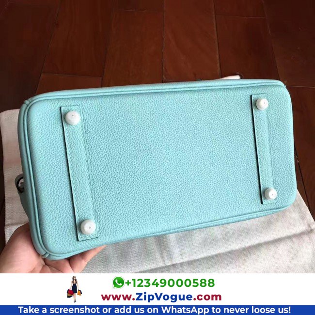 Hermes Blue Atoll Clemence Birkin 30cm Lushentic AAAAA Grade Replica - Image 4