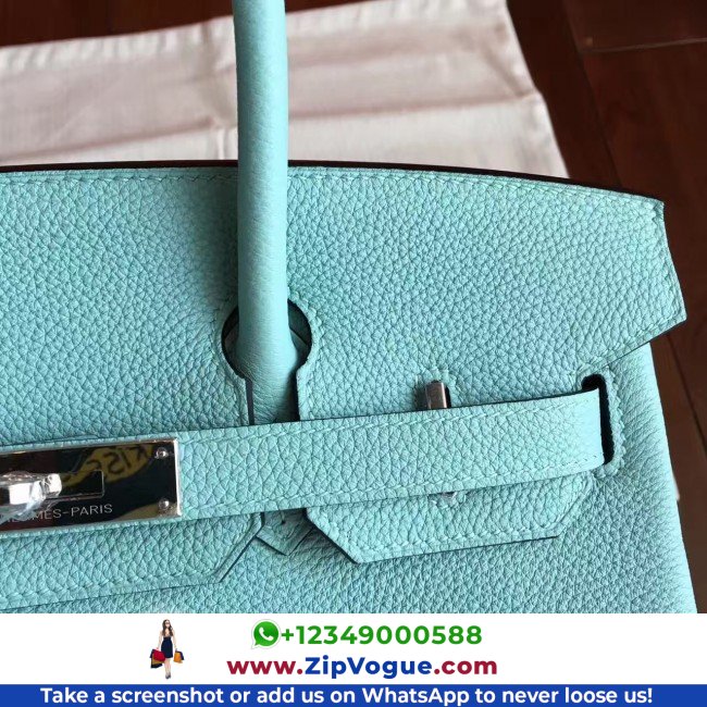 Hermes Blue Atoll Clemence Birkin 30cm Lushentic AAAAA Grade Replica - Image 5