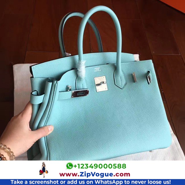 Hermes Blue Atoll Clemence Birkin 30cm Lushentic AAAAA Grade Replica - Image 6