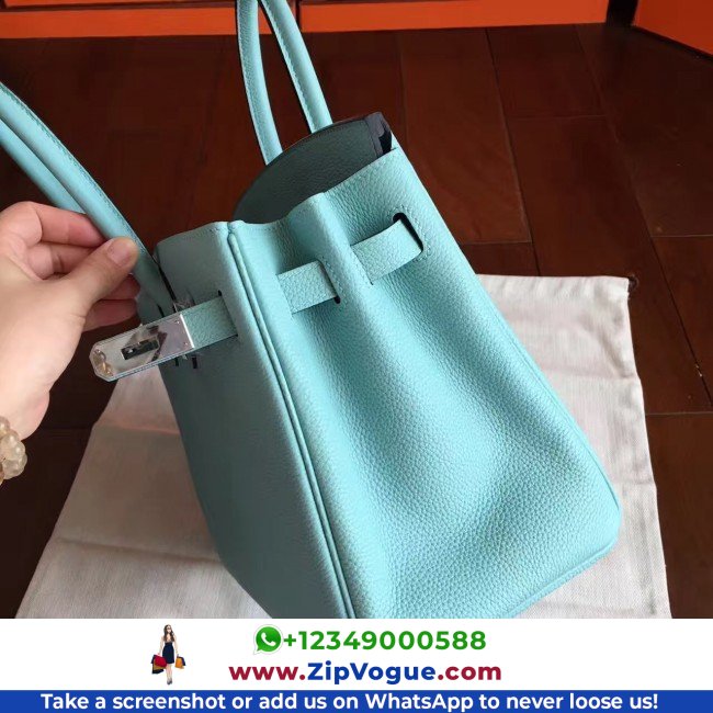 Hermes Blue Atoll Clemence Birkin 30cm Lushentic AAAAA Grade Replica - Image 8
