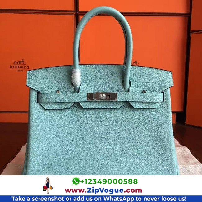 Hermes Blue Atoll Clemence Birkin 30cm Lushentic AAAAA Grade Replica