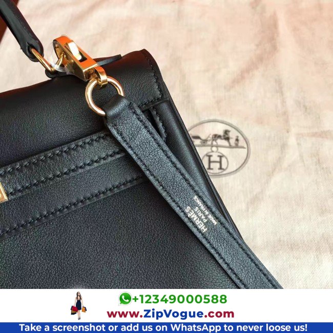 Hermes Black Swift Kelly 25cm Retourne Lushentic AAAAA Grade Replica - Image 3