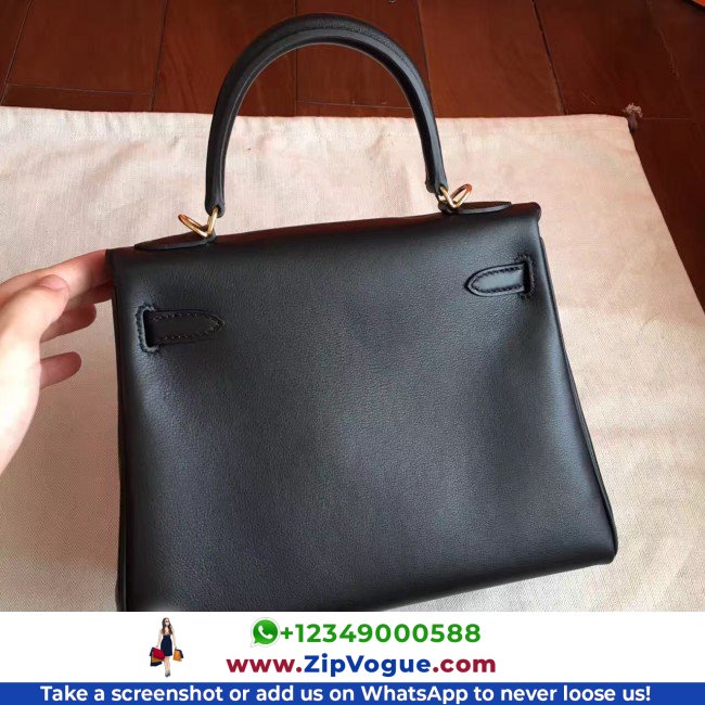 Hermes Black Swift Kelly 25cm Retourne Lushentic AAAAA Grade Replica - Image 4