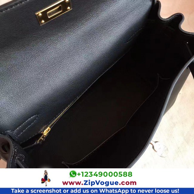 Hermes Black Swift Kelly 25cm Retourne Lushentic AAAAA Grade Replica - Image 5