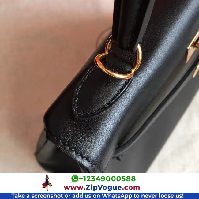 Hermes Black Swift Kelly 25cm Retourne Lushentic AAAAA Grade Replica - Image 6