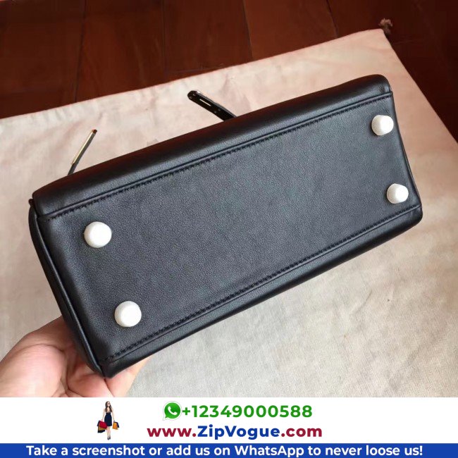 Hermes Black Swift Kelly 25cm Retourne Lushentic AAAAA Grade Replica - Image 8