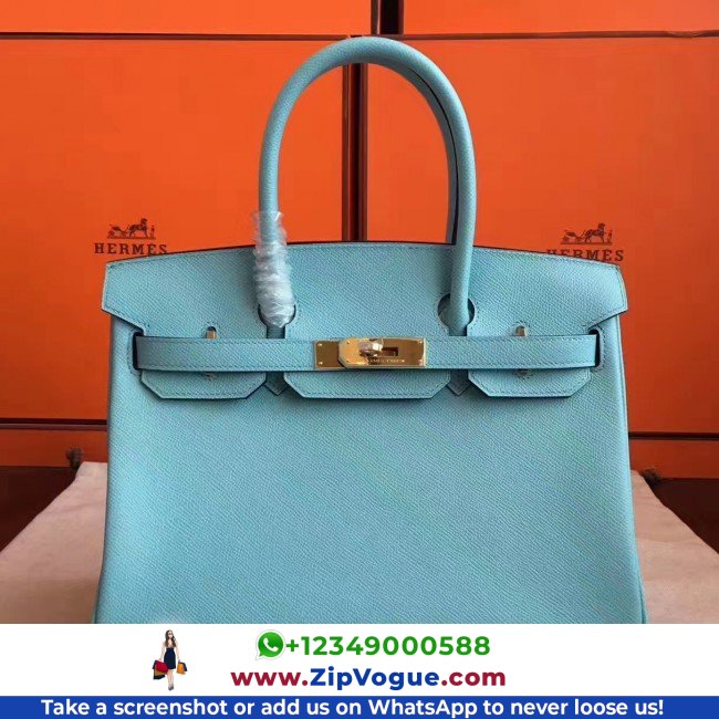 Hermes Blue Atoll Epsom Birkin 30cm Lushentic AAAAA Grade Replica