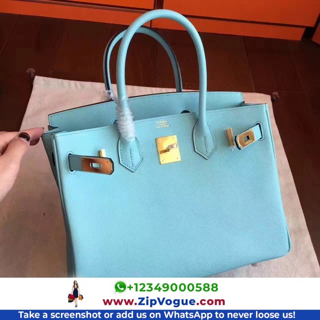 Hermes Blue Atoll Epsom Birkin 30cm Lushentic AAAAA Grade Replica - Image 5