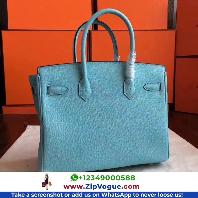 Hermes Blue Atoll Epsom Birkin 30cm Lushentic AAAAA Grade Replica - Image 8