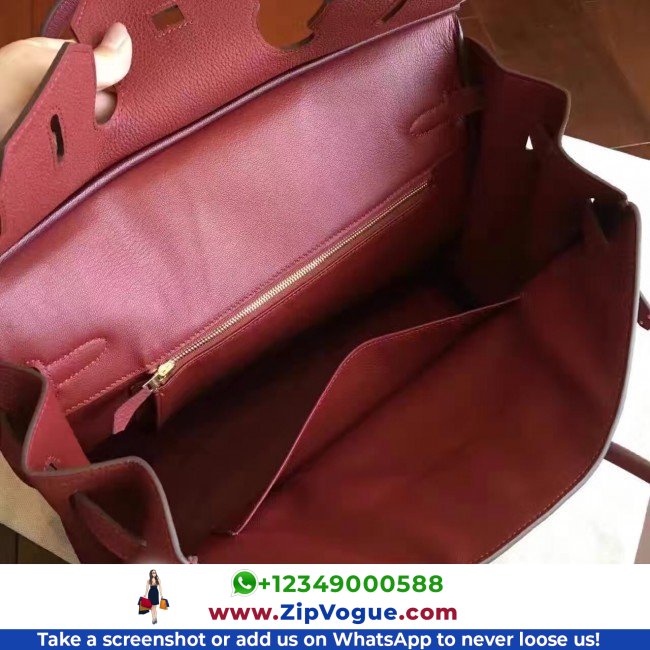 Hermes Bordeaux Clemence Birkin 35cm Lushentic AAAAA Grade Replica - Image 2