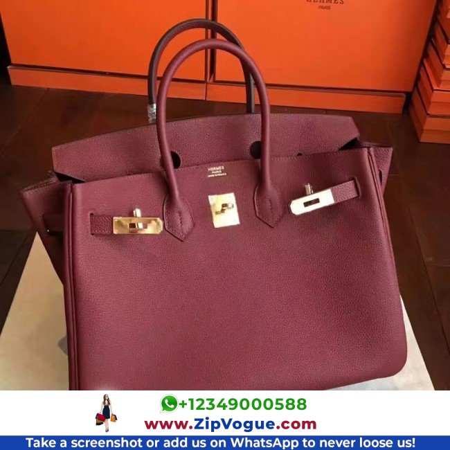 Hermes Bordeaux Clemence Birkin 35cm Lushentic AAAAA Grade Replica - Image 6