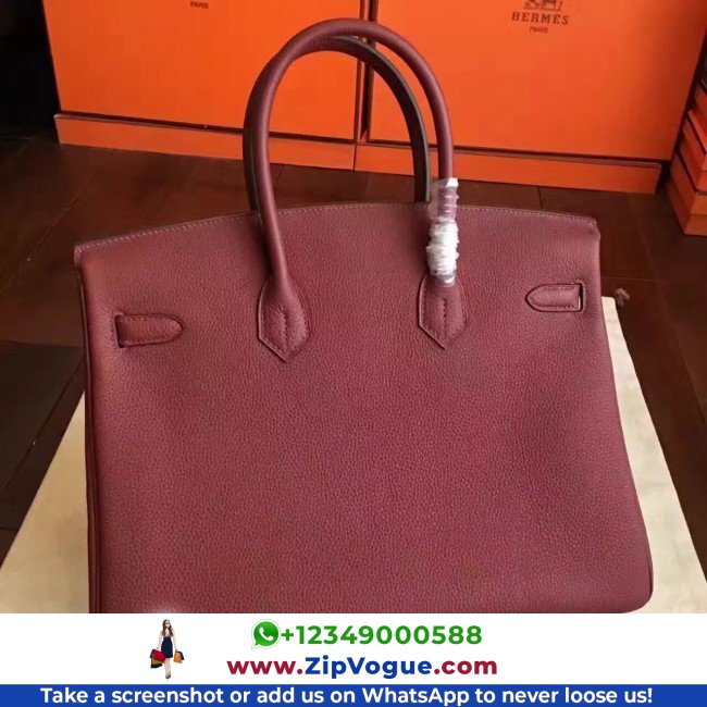 Hermes Bordeaux Clemence Birkin 35cm Lushentic AAAAA Grade Replica - Image 7