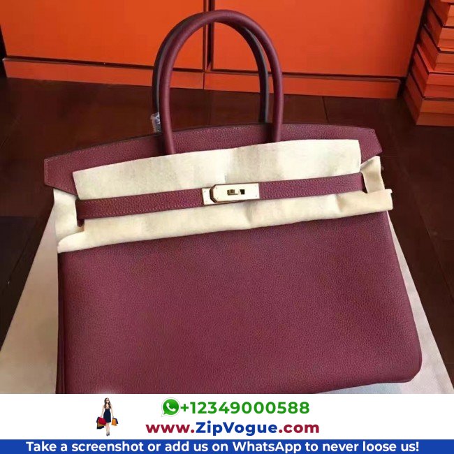 Hermes Bordeaux Clemence Birkin 35cm Lushentic AAAAA Grade Replica