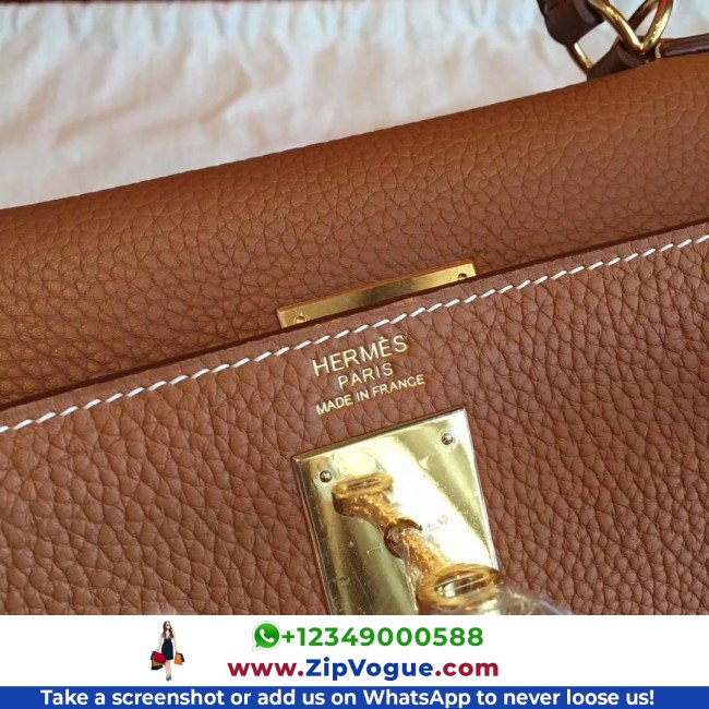 Hermes Gold Clemence Kelly Retourne 28cm Lushentic AAAAA Grade Replica - Image 5
