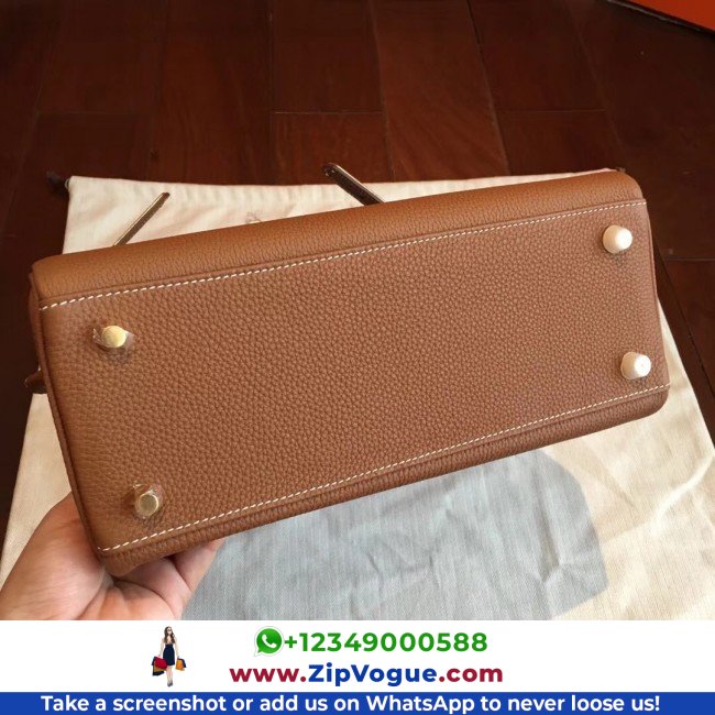 Hermes Gold Clemence Kelly Retourne 28cm Lushentic AAAAA Grade Replica - Image 8