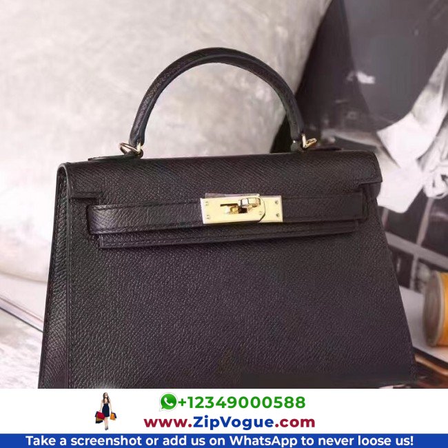 Hermes Black Epsom Kelly Mini II 20cm Lushentic AAAAA Grade Replica