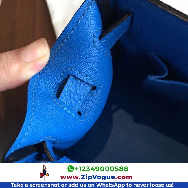 Hermes Blue Clemence Kelly 25cm Lushentic AAAAA Grade Replica - Image 2