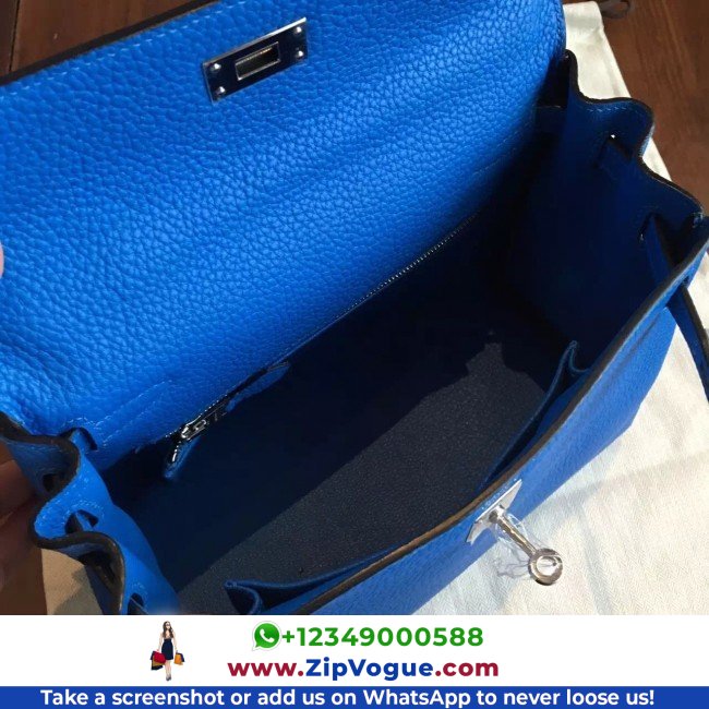 Hermes Blue Clemence Kelly 25cm Lushentic AAAAA Grade Replica - Image 4