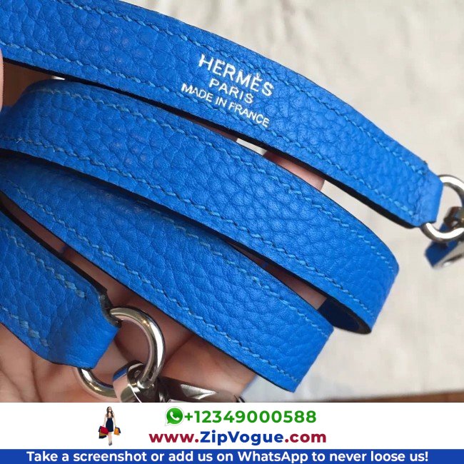 Hermes Blue Clemence Kelly 25cm Lushentic AAAAA Grade Replica - Image 6