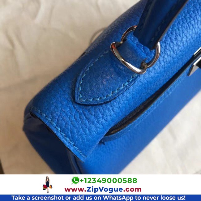 Hermes Blue Clemence Kelly 25cm Lushentic AAAAA Grade Replica - Image 8