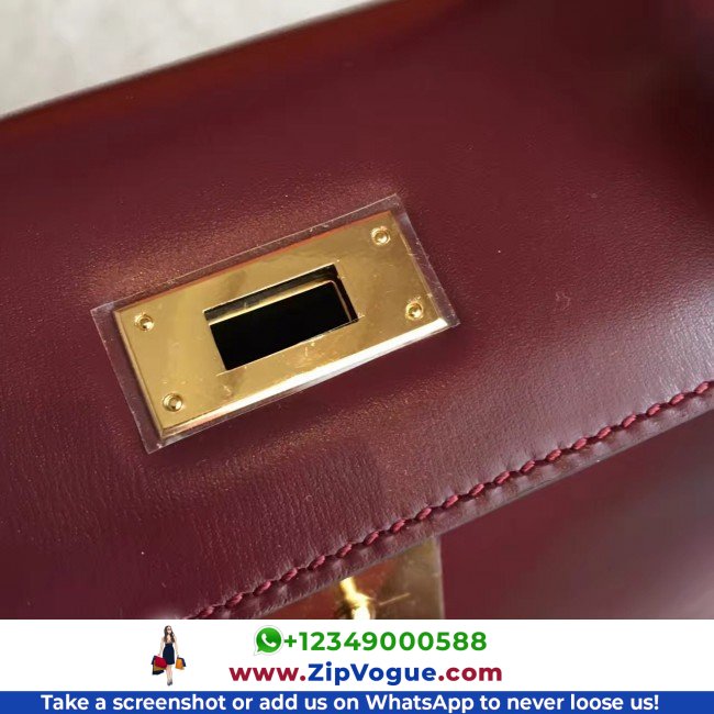 Hermes Bordeaux Box Kelly Retourne 28cm Lushentic AAAAA Grade Replica - Image 2