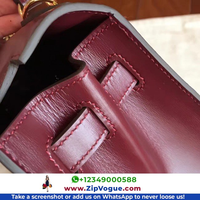 Hermes Bordeaux Box Kelly Retourne 28cm Lushentic AAAAA Grade Replica - Image 3