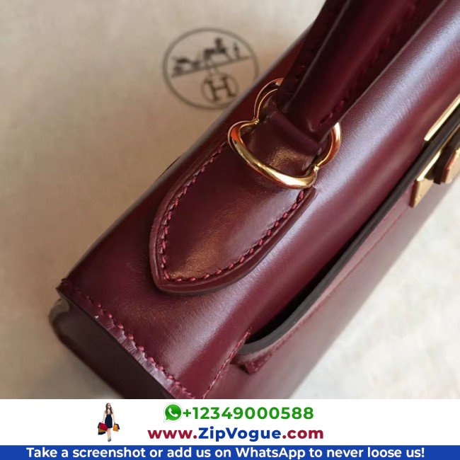 Hermes Bordeaux Box Kelly Retourne 28cm Lushentic AAAAA Grade Replica - Image 7