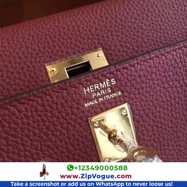 Hermes Bordeaux Clemence Kelly 25cm Retourne Lushentic AAAAA Grade Replica - Image 2