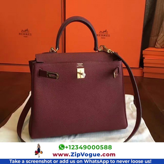 Hermes Bordeaux Clemence Kelly 25cm Retourne Lushentic AAAAA Grade Replica - Image 4