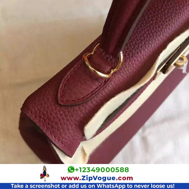 Hermes Bordeaux Clemence Kelly 25cm Retourne Lushentic AAAAA Grade Replica - Image 5