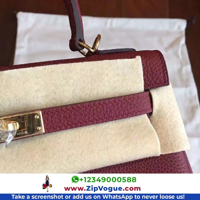Hermes Bordeaux Clemence Kelly 25cm Retourne Lushentic AAAAA Grade Replica - Image 7