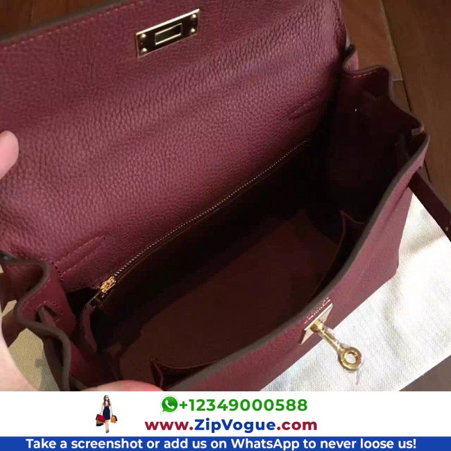 Hermes Bordeaux Clemence Kelly 25cm Retourne Lushentic AAAAA Grade Replica - Image 8
