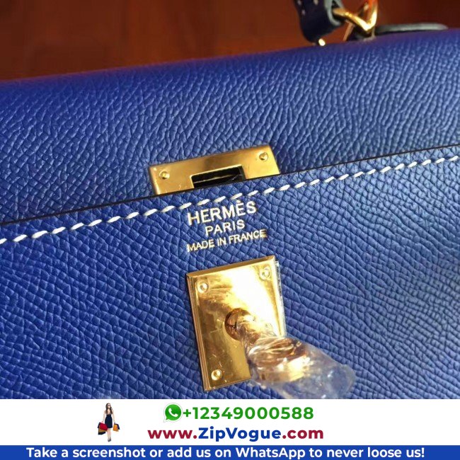 Hermes Electric Blue Epsom Kelly 25cm Sellier Lushentic AAAAA Grade Replica - Image 3