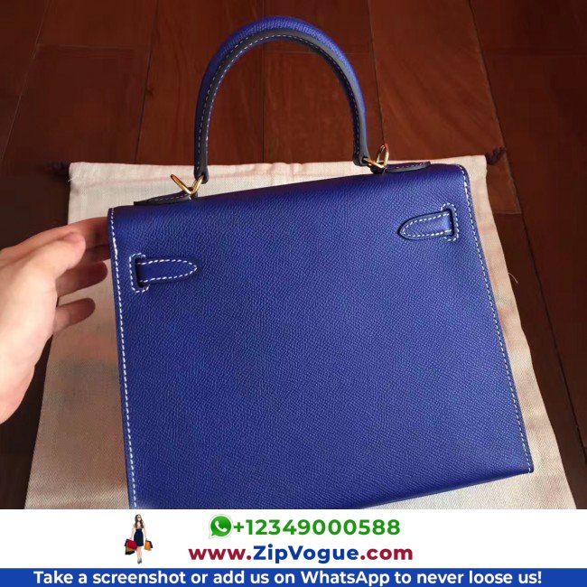 Hermes Electric Blue Epsom Kelly 25cm Sellier Lushentic AAAAA Grade Replica - Image 4