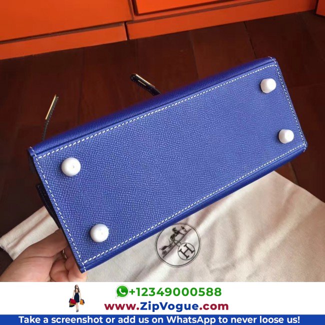Hermes Electric Blue Epsom Kelly 25cm Sellier Lushentic AAAAA Grade Replica - Image 5