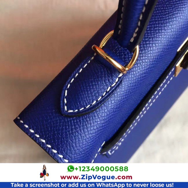 Hermes Electric Blue Epsom Kelly 25cm Sellier Lushentic AAAAA Grade Replica - Image 7