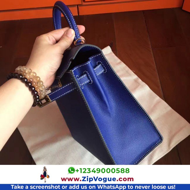 Hermes Electric Blue Epsom Kelly 25cm Sellier Lushentic AAAAA Grade Replica - Image 8