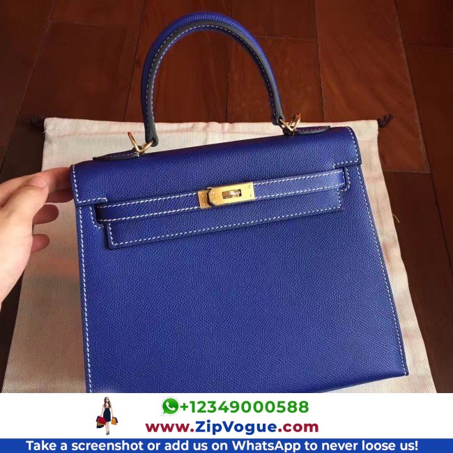 Hermes Electric Blue Epsom Kelly 25cm Sellier Lushentic AAAAA Grade Replica