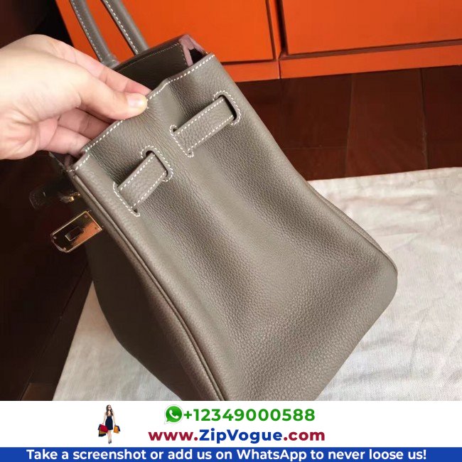 Hermes Etoupe Clemence Birkin 40cm Lushentic AAAAA Grade Replica - Image 3