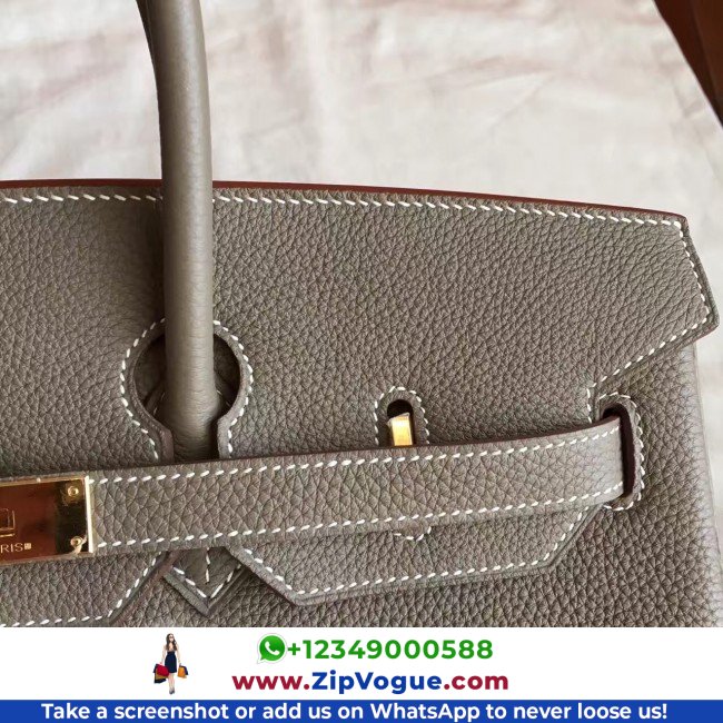 Hermes Etoupe Clemence Birkin 40cm Lushentic AAAAA Grade Replica - Image 5