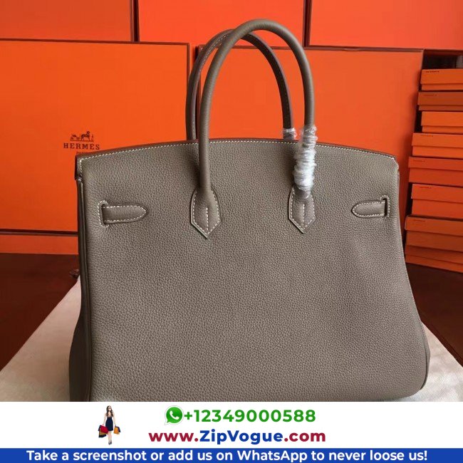 Hermes Etoupe Clemence Birkin 40cm Lushentic AAAAA Grade Replica - Image 6