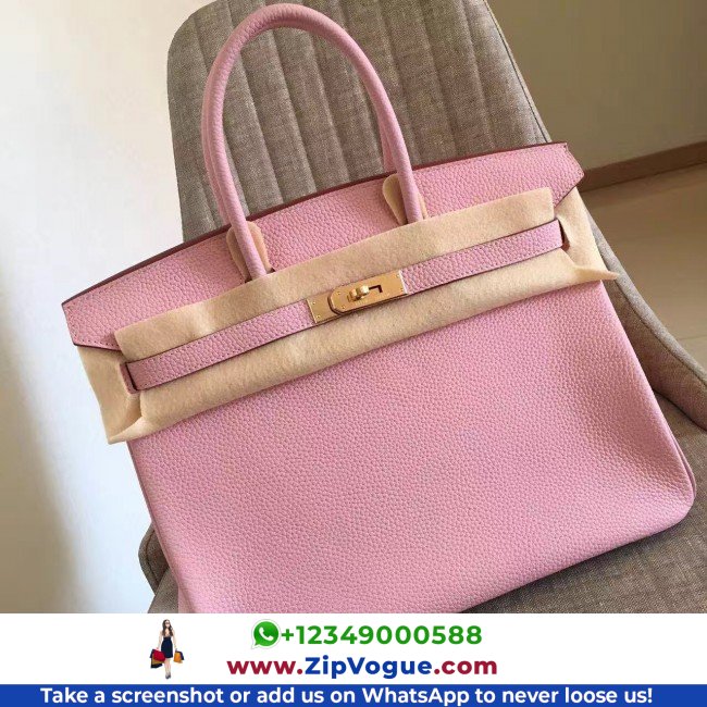 Hermes Pink Clemence Birkin 30cm Lushentic AAAAA Grade Replica - Image 4