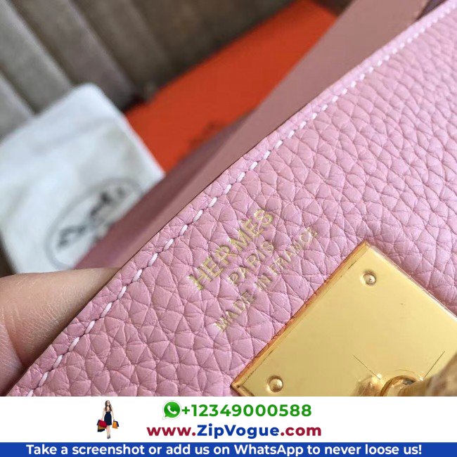 Hermes Pink Clemence Kelly Retourne 28cm Lushentic AAAAA Grade Replica - Image 4